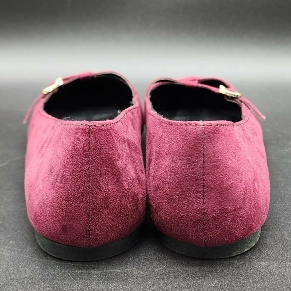 Fioni Pointed Toe Mary Jane Flats Womens 8.5 Burgundy Faux Suede Buckle Strap - Picture 7 of 8